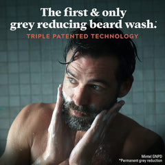 Just for Men before and after beard showing subtle gray reduction