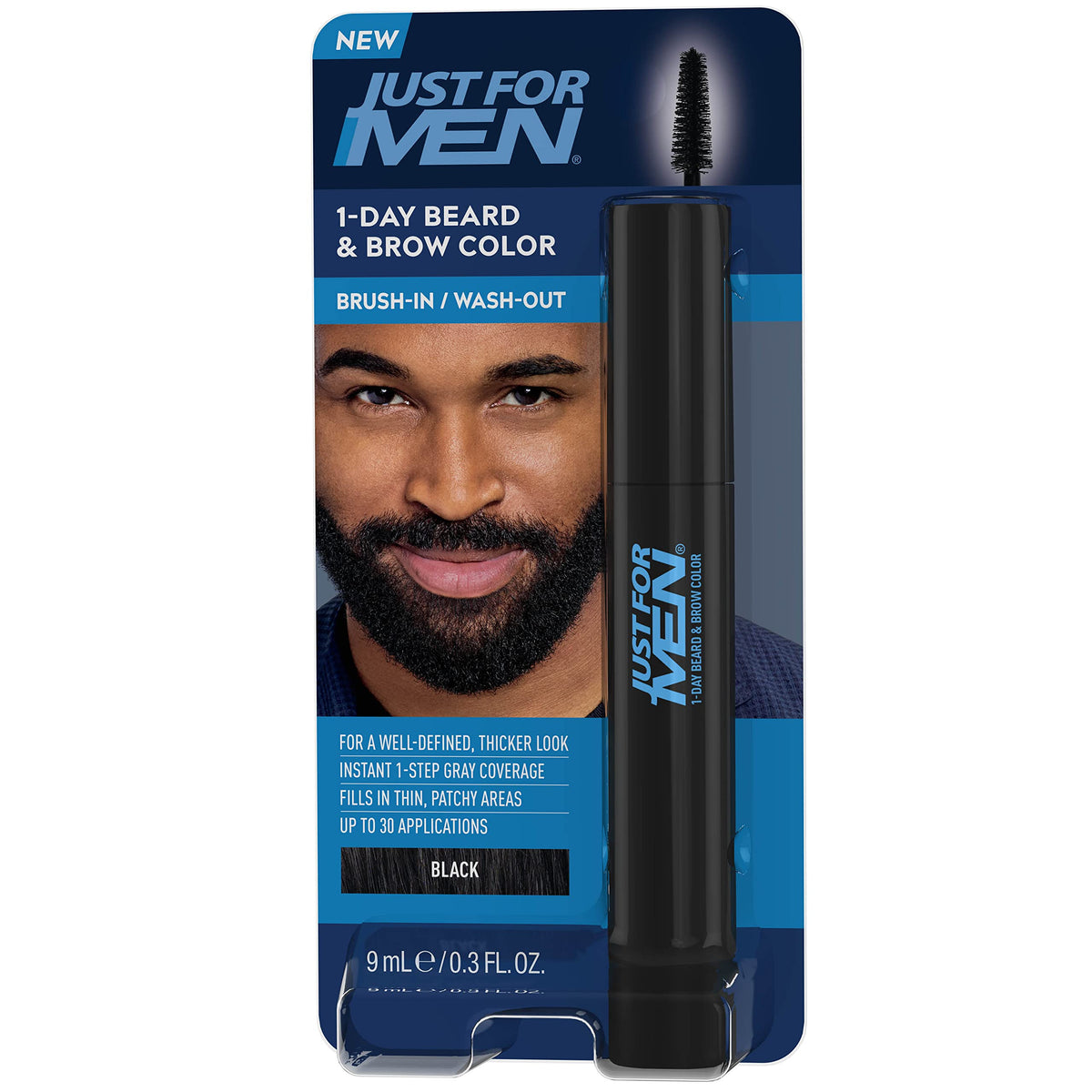 Just for Men front packaging in black showing product branding and benefits