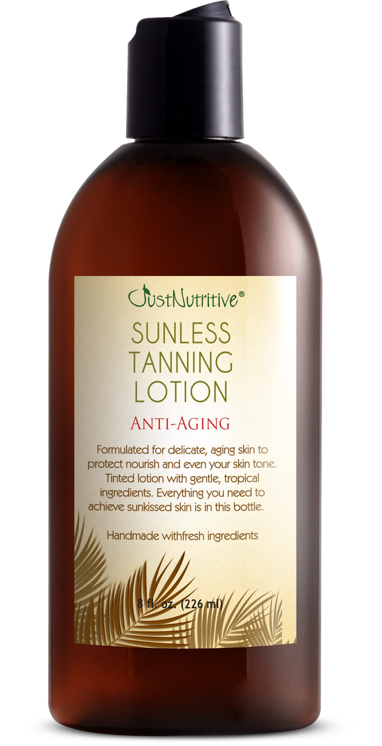 Just Nutritive front packaging showing full 8 oz bottle and bronze finish benefit