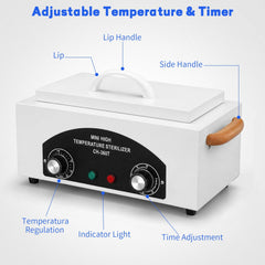 JUSTHERE product label and specifications plaque showing voltage and power