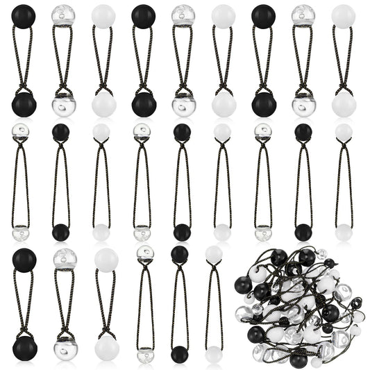 Jutom front packaging showing 24 black white clear elastics and easy storage benefit