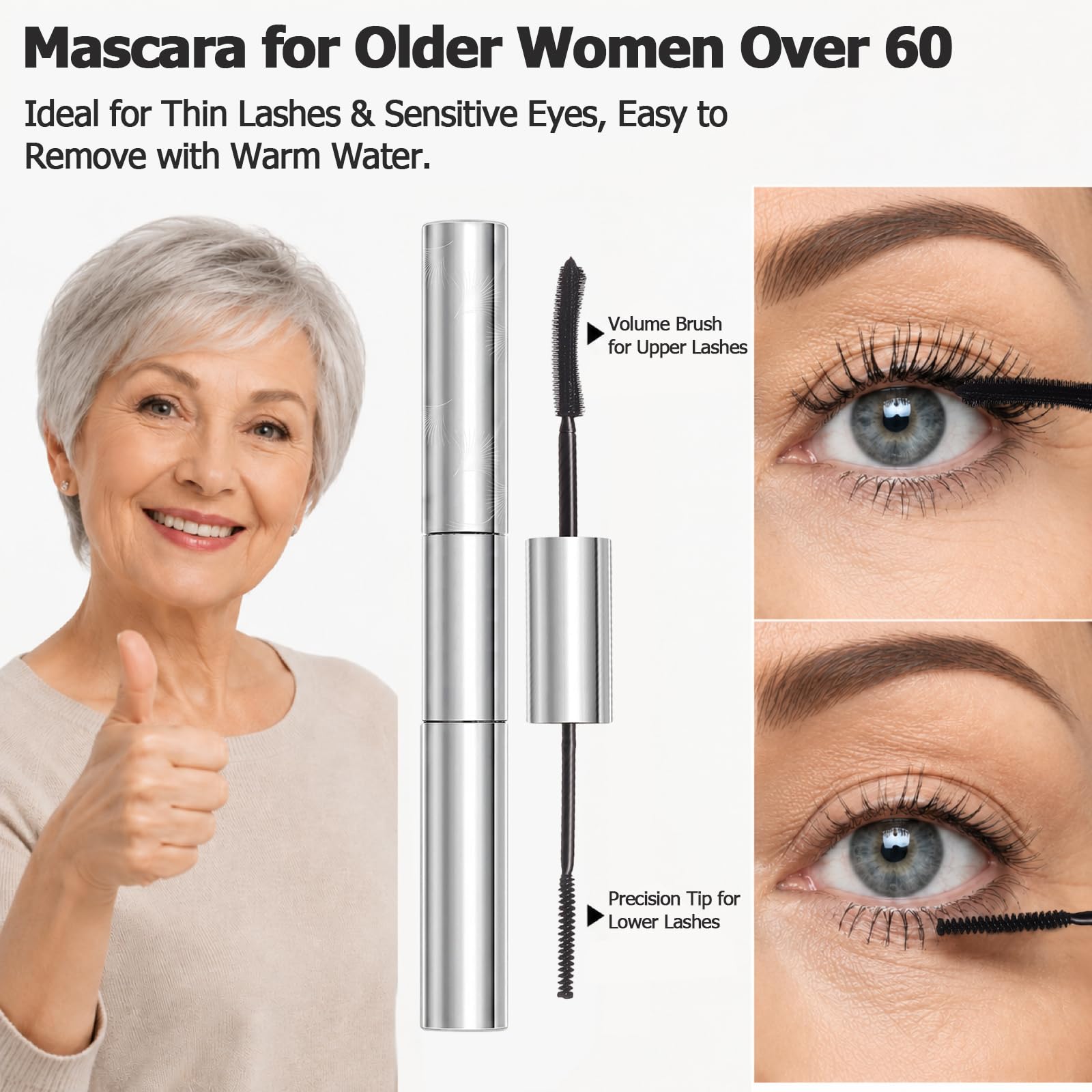Jutqut application on upper lashes lifts and lengthens visibly