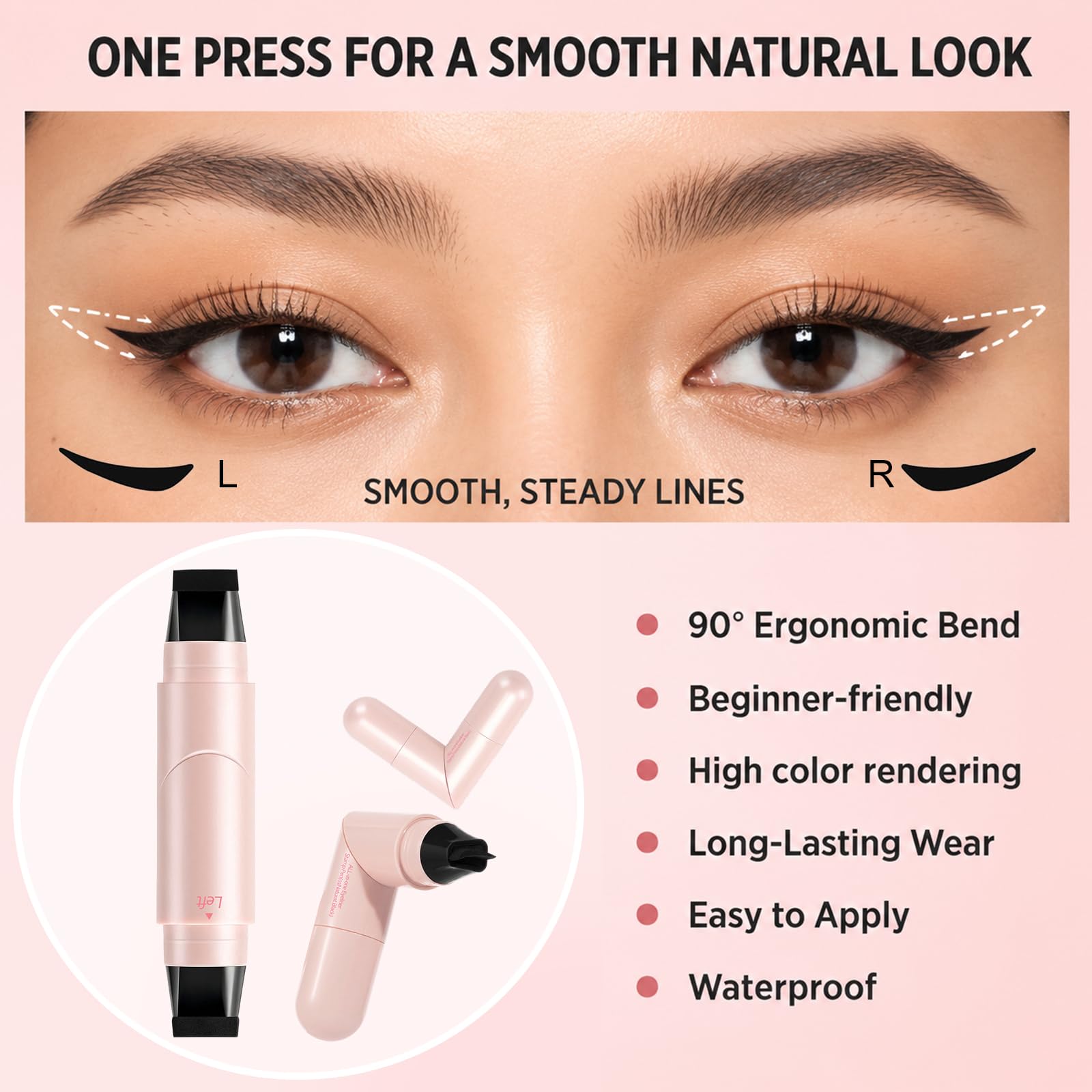 Jutqut in-use stamping a cat-eye on a model for quick results