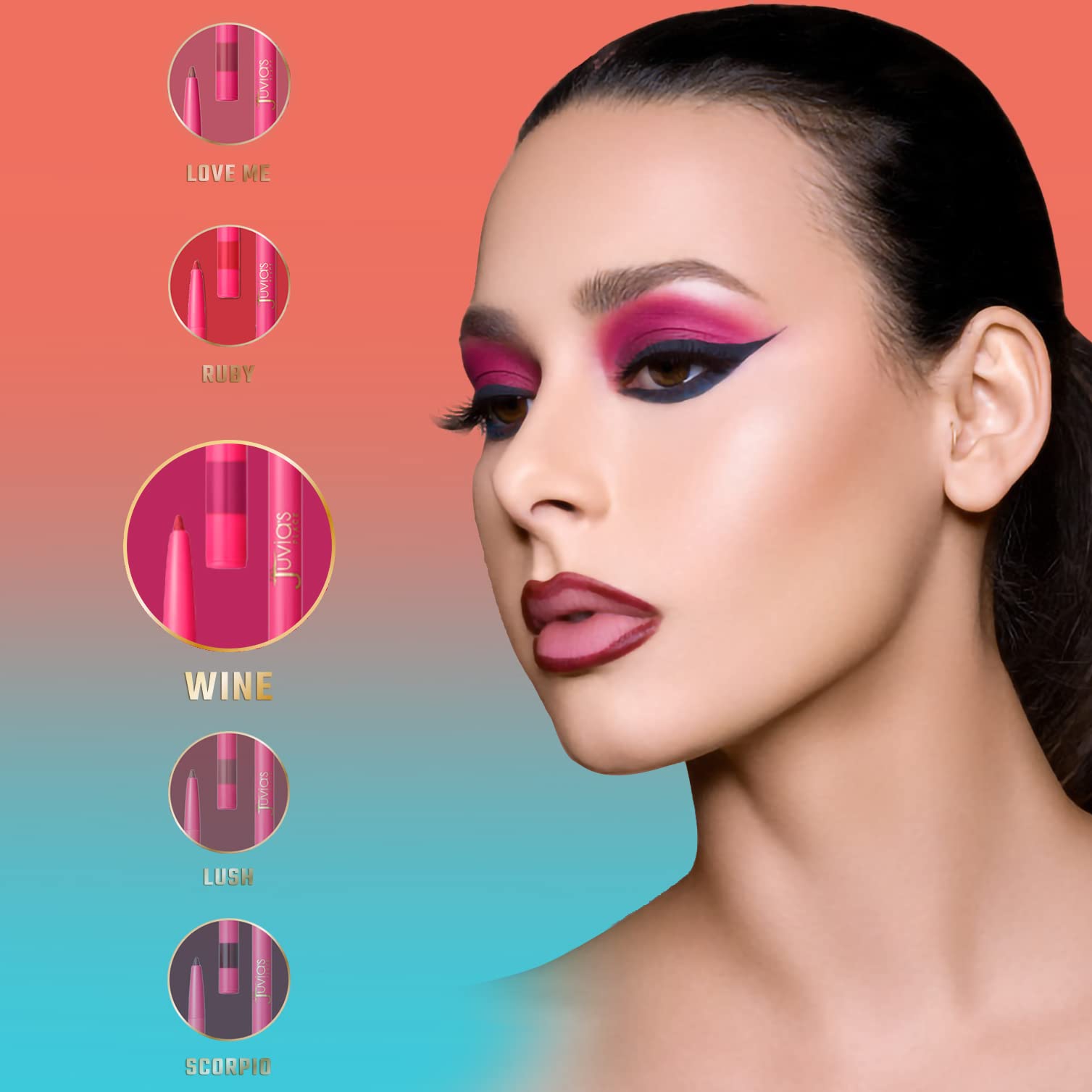 Juvia's Place applied on model lips demonstrating defined shape and stay-put wear