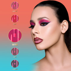 Juvia's Place applied on model lips demonstrating defined shape and stay-put wear