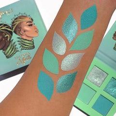 Juvia's Place arm swatches of four shades showing true-to-pan pigmentation benefit
