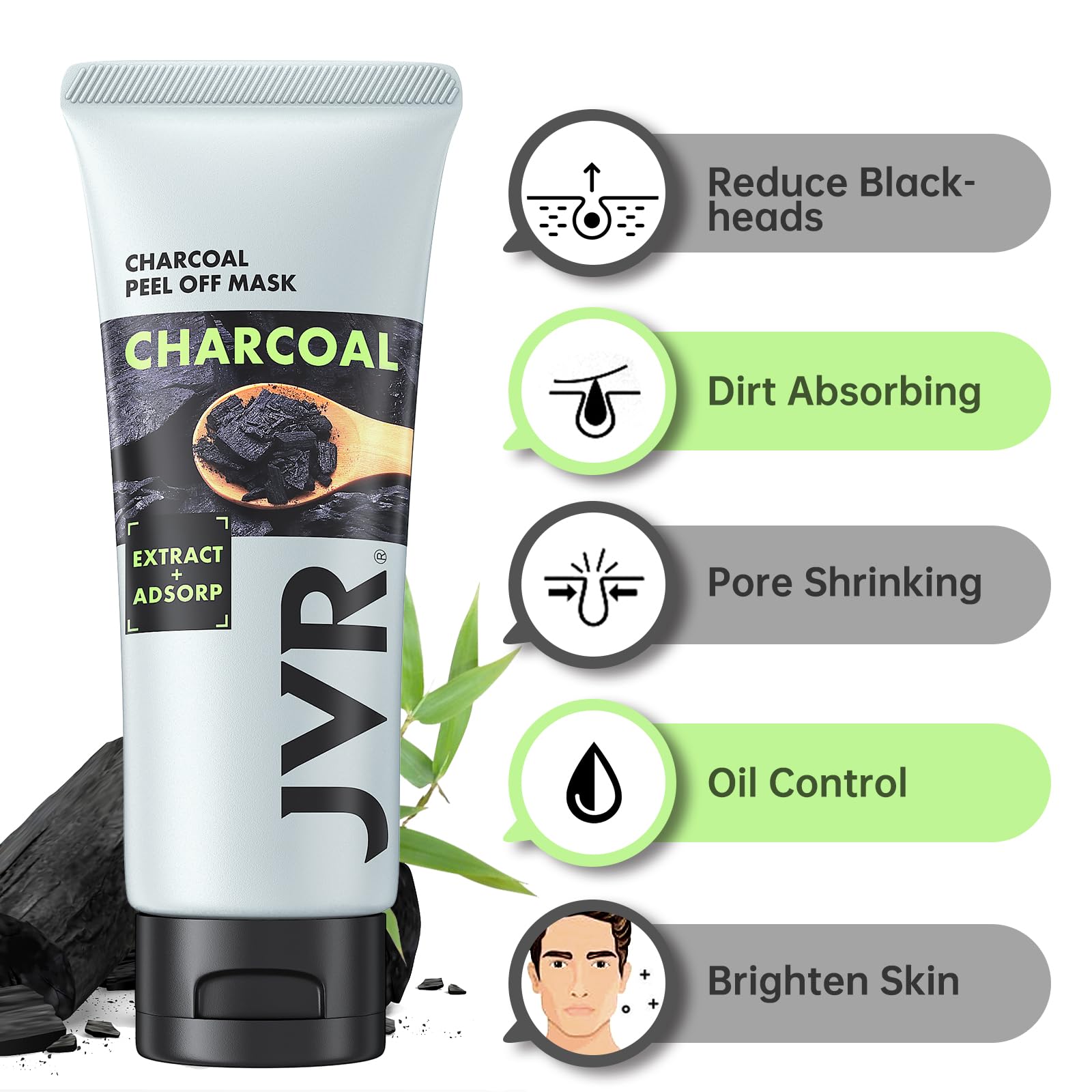 JVR charcoal mask gel texture close-up showing smooth application