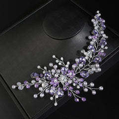 JWICOS front view of purple hair vine showing graceful design and bridal sparkle