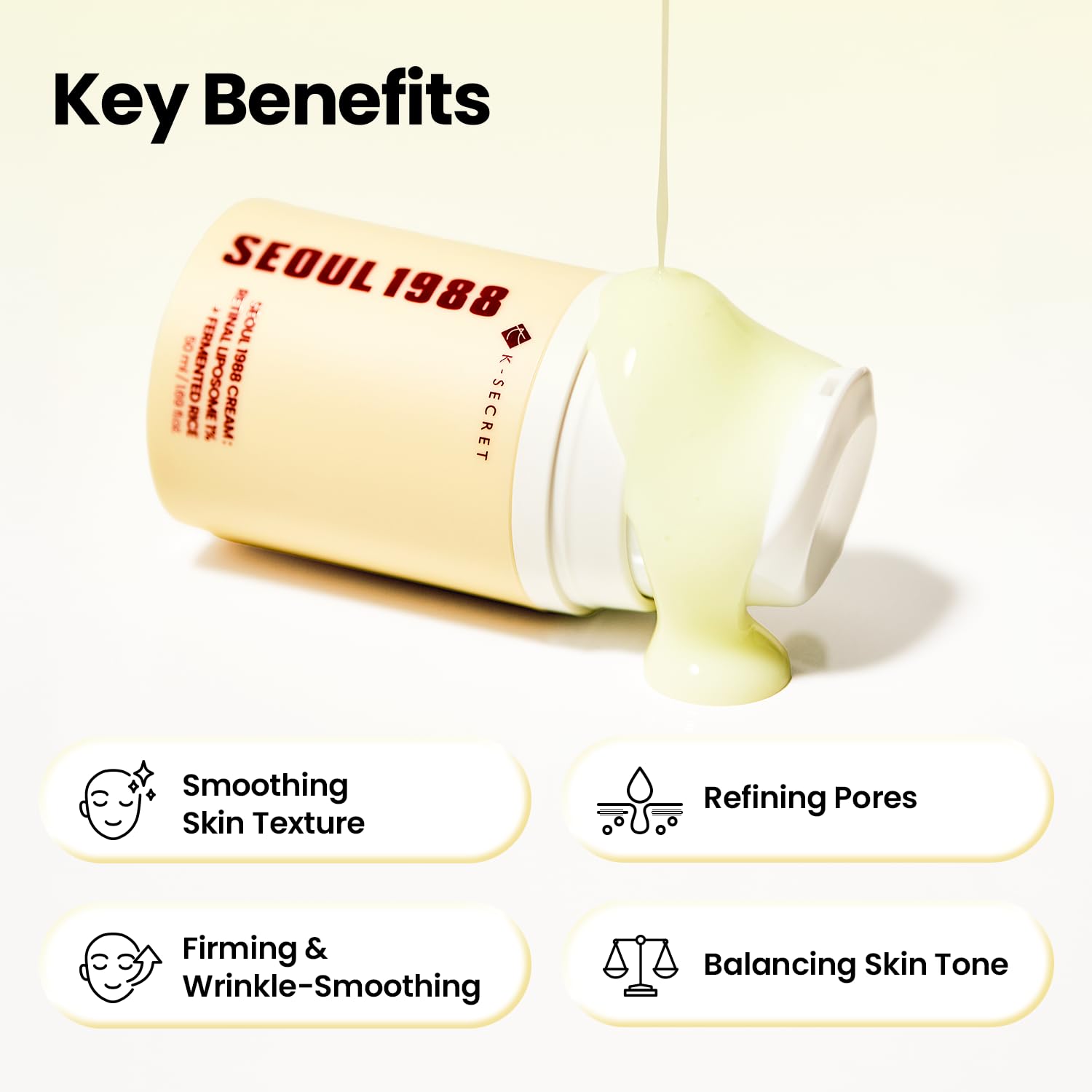 K-SECRET dispensing cream on fingertip demonstrating easy application