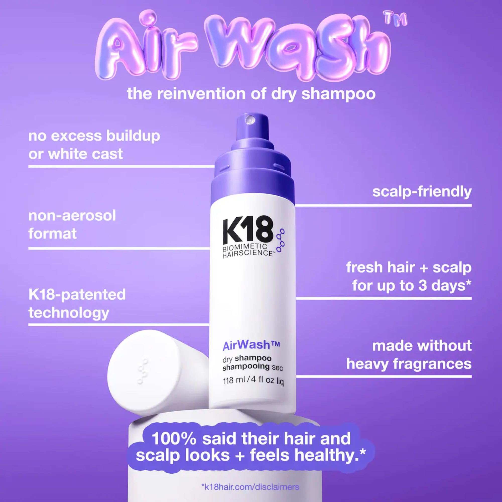 K18 AirWash nozzle close-up illustrating precise non-aerosol spray control