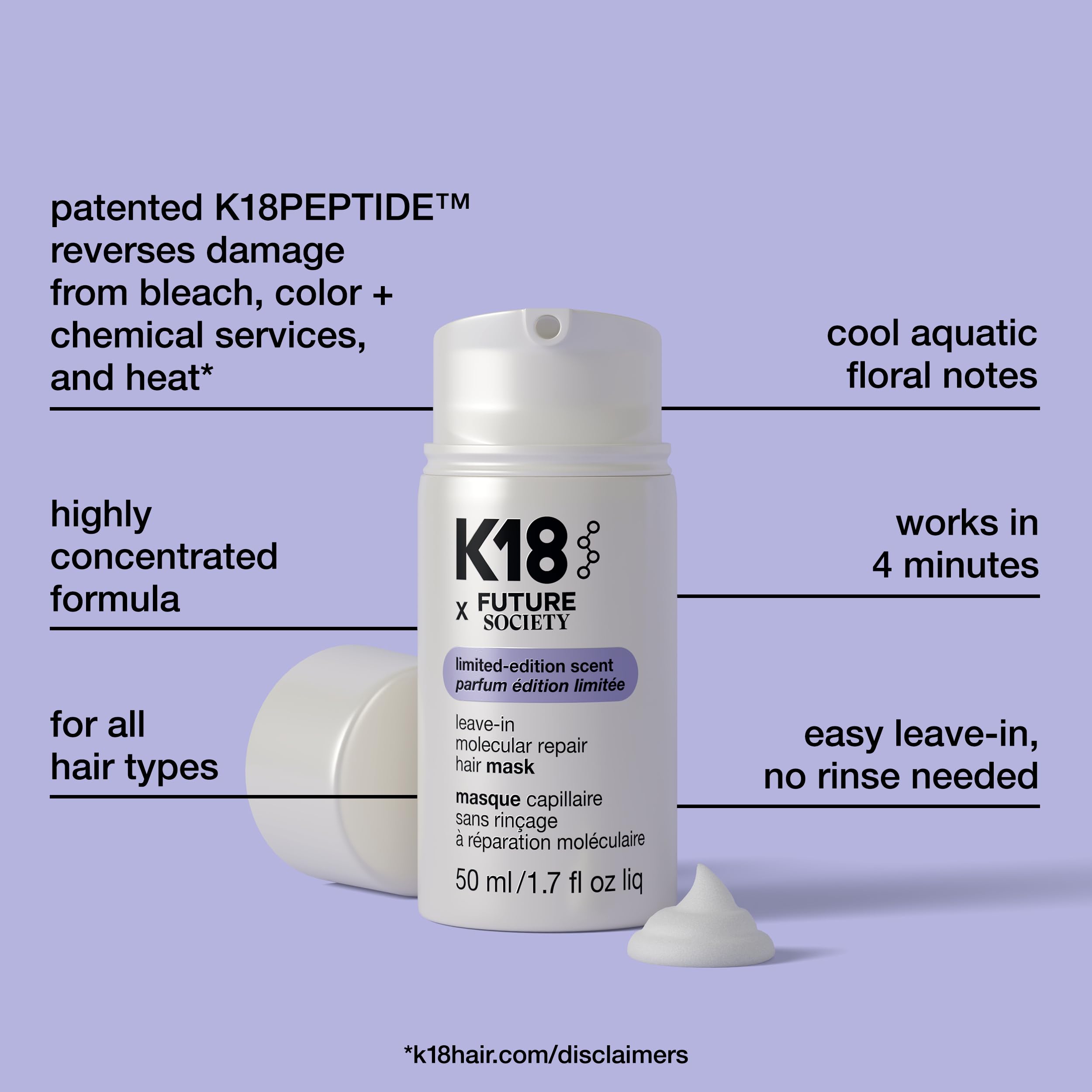 K18 application on towel-dried hair illustrating quick four-minute use