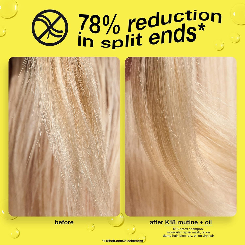 K18 close-up label showing peptide technology and clean ingredient callouts for confidence