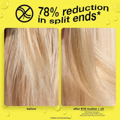 K18 close-up label showing peptide technology and clean ingredient callouts for confidence