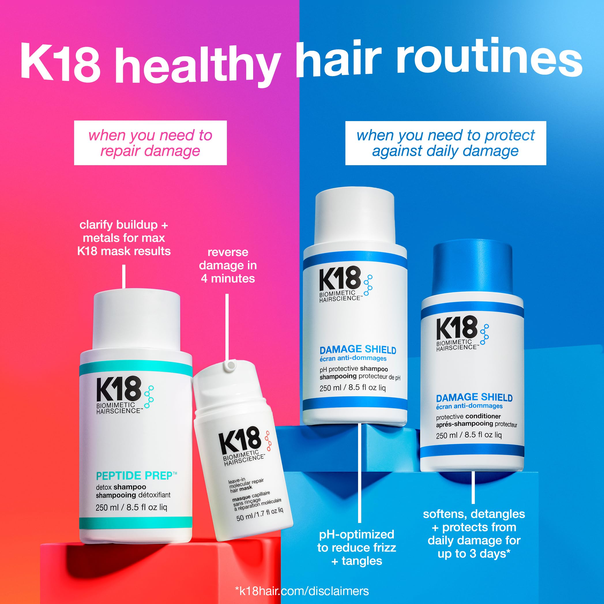 K18 conditioner pouring into palm highlighting smooth application and shine