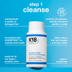 K18 bottles beside color chart, brand maintains hair vibrancy