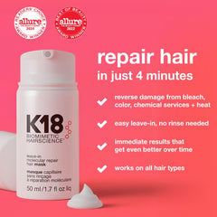 K18 cream texture closeup demonstrating fast-absorbing formula advantage