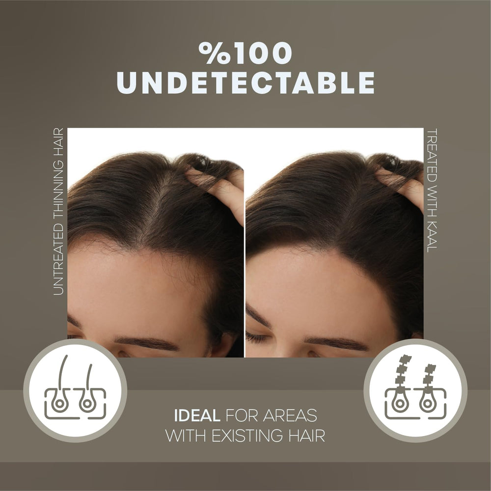 KAAL before and after crown view showing thicker-looking hair instantly