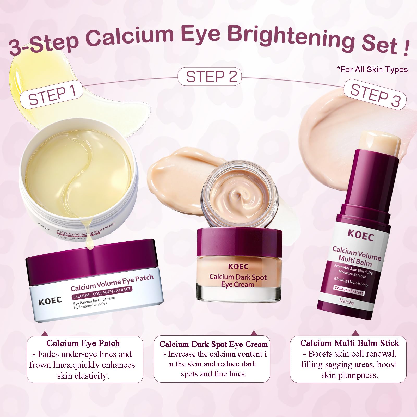 Kabowa eye cream texture swatch, smooth finish boosts elasticity