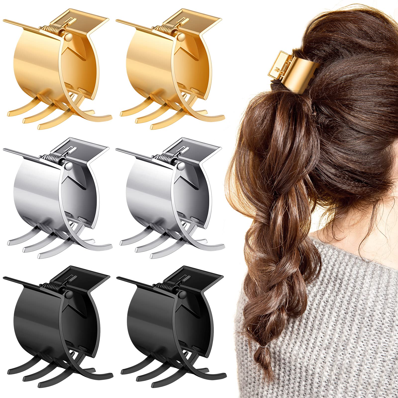 Kacctyen front view of six small metal clips shows compact, elegant styling