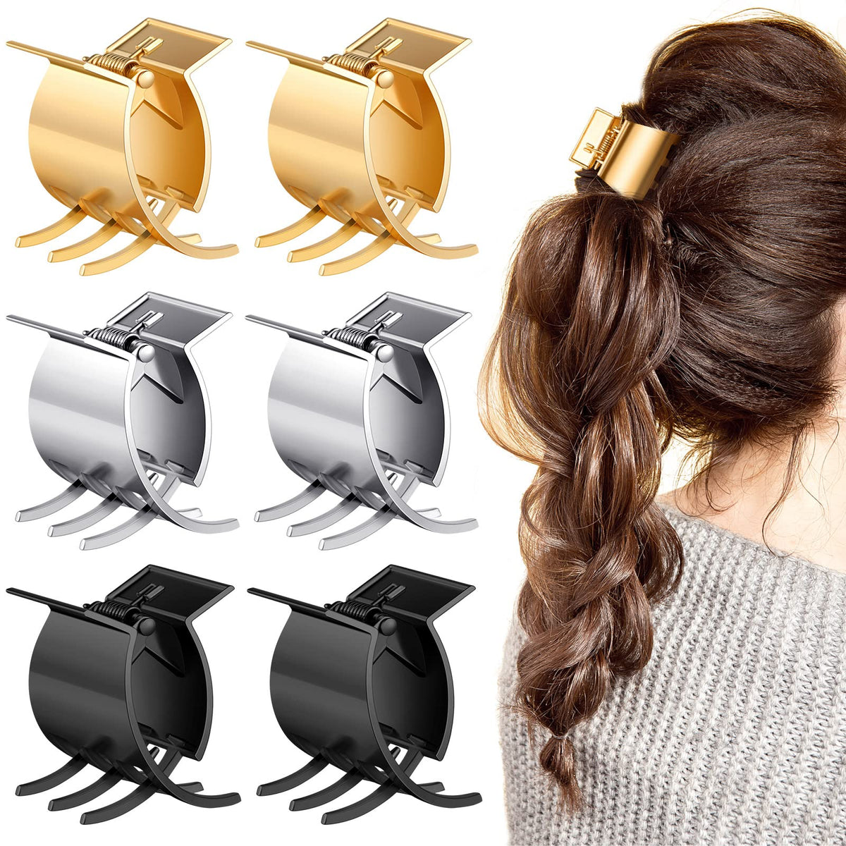 Kacctyen front view of six small metal clips shows compact, elegant styling
