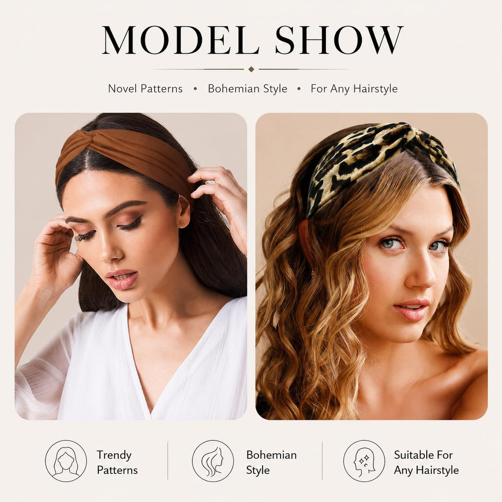 Kachanaa headband on hand to show size and elastic stretch benefit