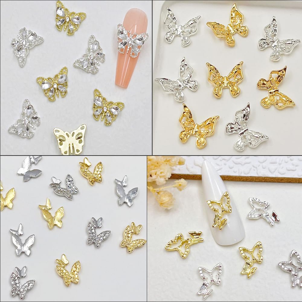 KACHIMOO spread of gold and silver butterflies showing mixed finishes