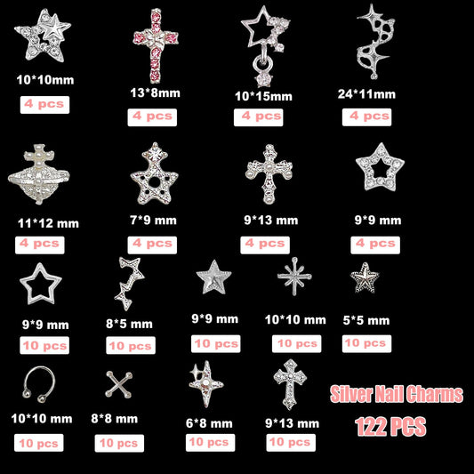 KACHIMOO close-up of cross and star charms showing rhinestone detail
