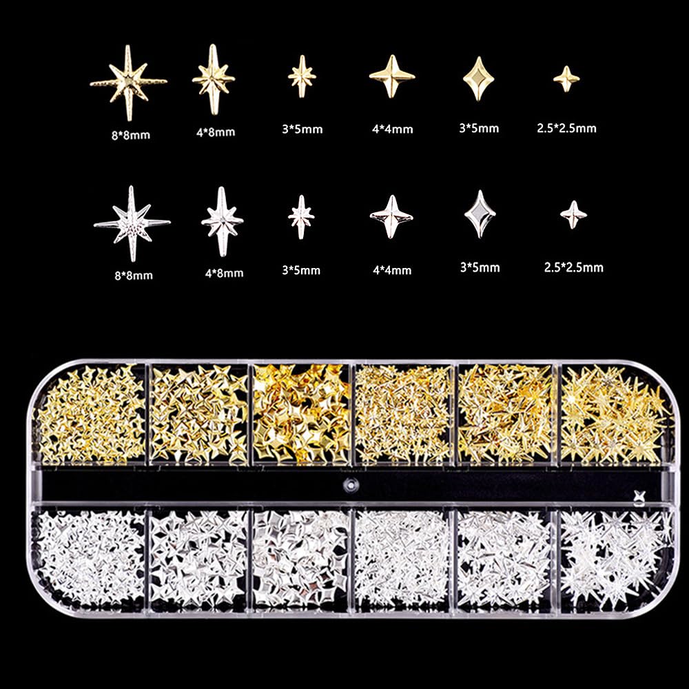 KACHIMOO close-up of star nail studs highlighting shine and precise edges