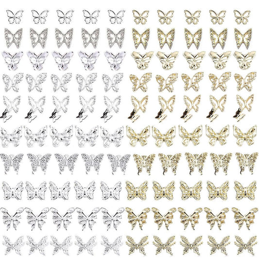KACHIMOO front packaging displaying 100 silver and gold butterfly charms for variety
