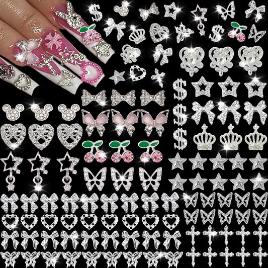 KACHIMOO front packaging displaying 106 silver nail charms for immediate use