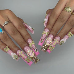 KACHIMOO charm applied on acrylic nail showing how it enhances manicure