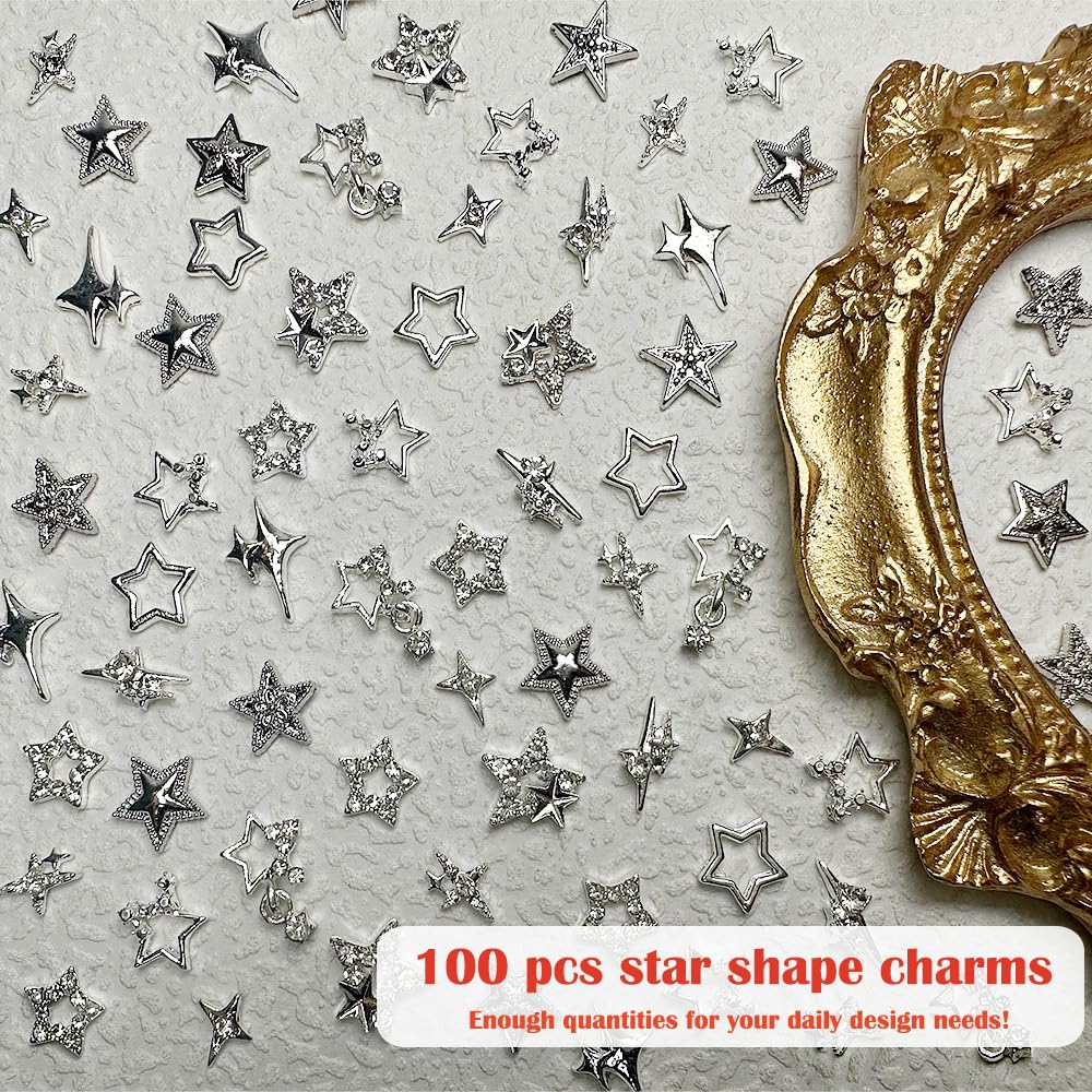 KACHIMOO star charms in a manicure scene showcasing finished nail design