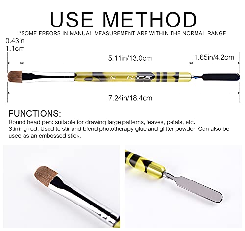 KADS Kolinsky dotting tip detail illustrating uniform dots and mixing benefit