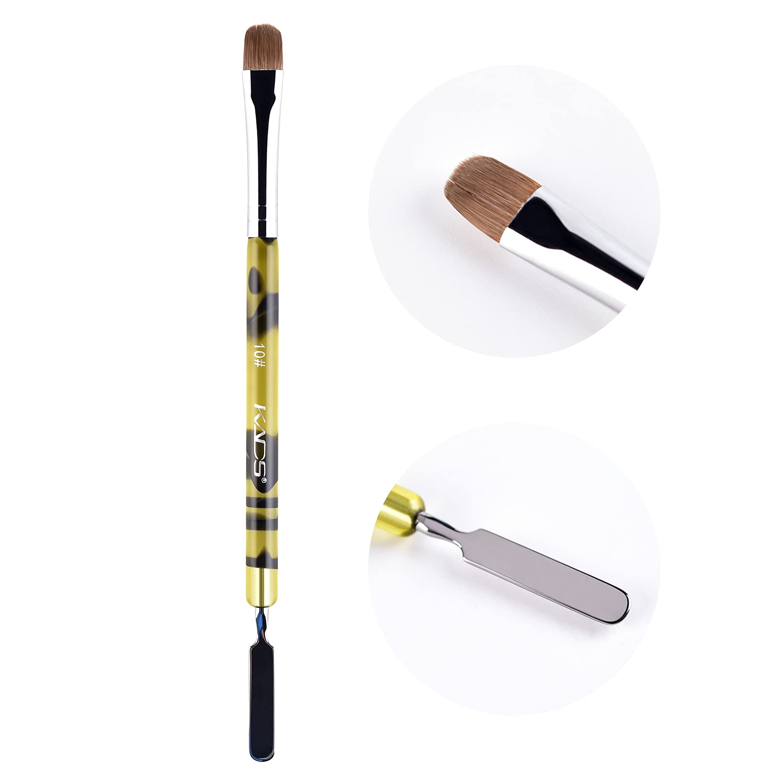 KADS Kolinsky brush front angled showing ergonomic handle and dual ends benefit
