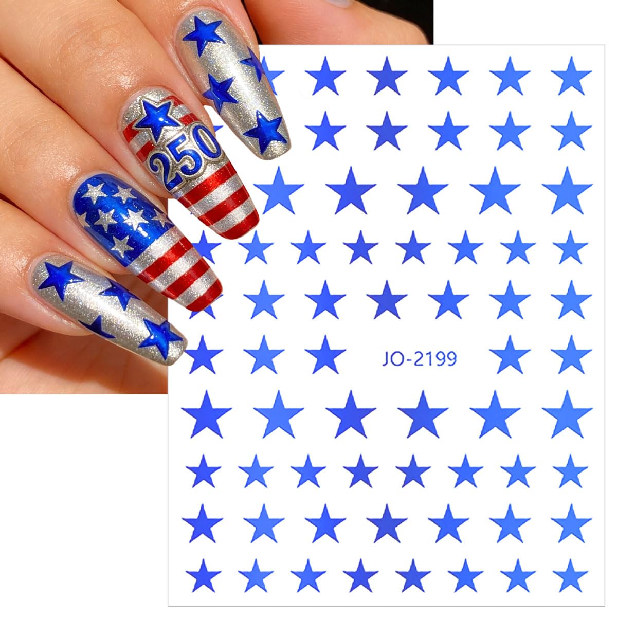 Kaefsros pedicure example on toenail demonstrating bold patriotic styling