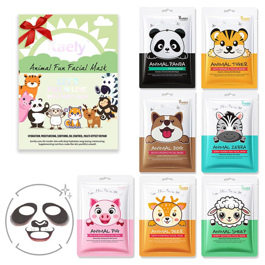 Kaely pack front view showing seven animal masks and playful design benefits party fun