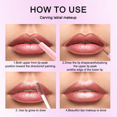 Kaely applied on lips demonstrating defined liner and glossy metallic finish for impact