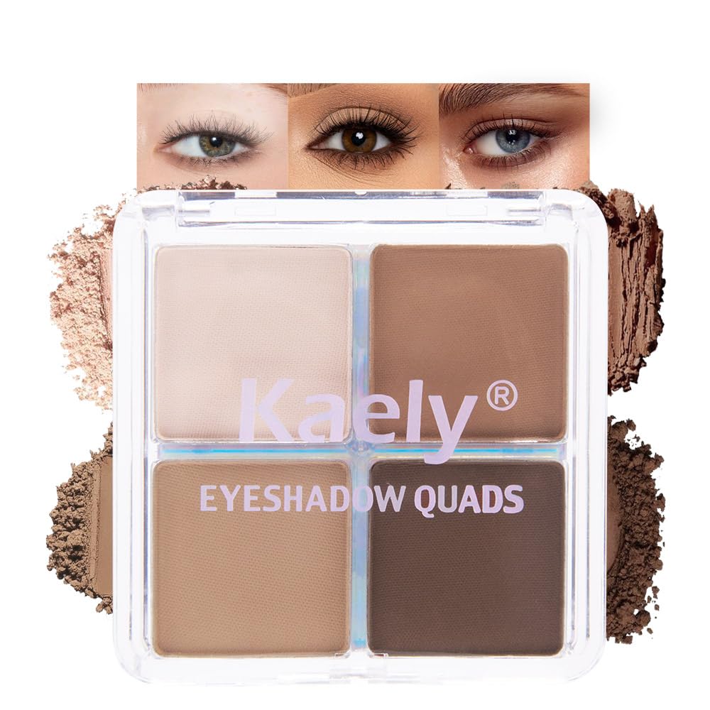 Kaely compact front packaging showing neutral brown matte shades and portable design benefit