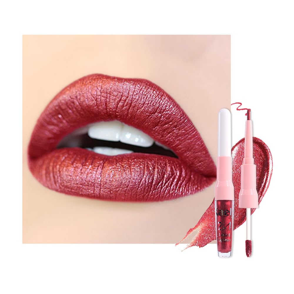 Kaely dual-ended tube showing liner and metallic lipstick benefit precision