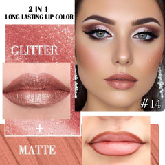 Kaely dual-ended liner and metallic lipstick displaying both precision and color control