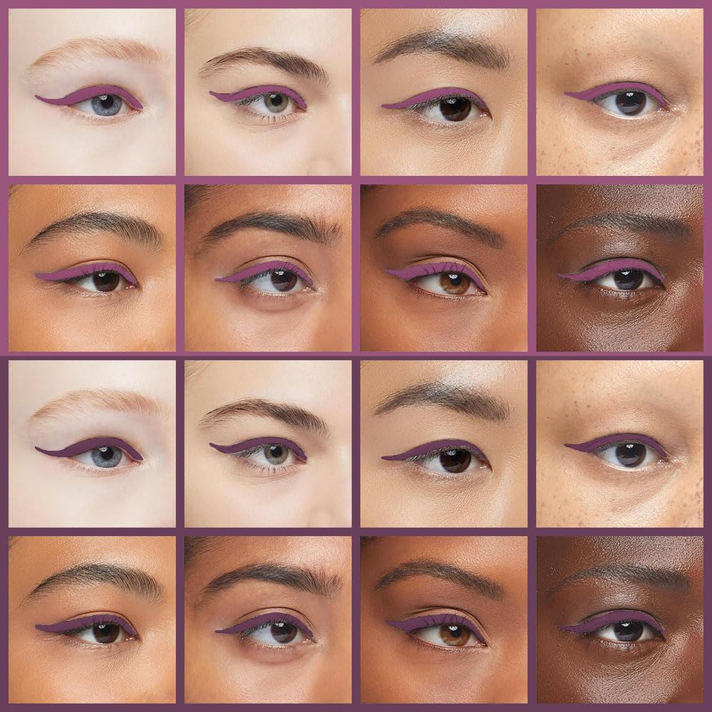 Kaely eyeliner on model creating winged plum look for bold long lasting wear