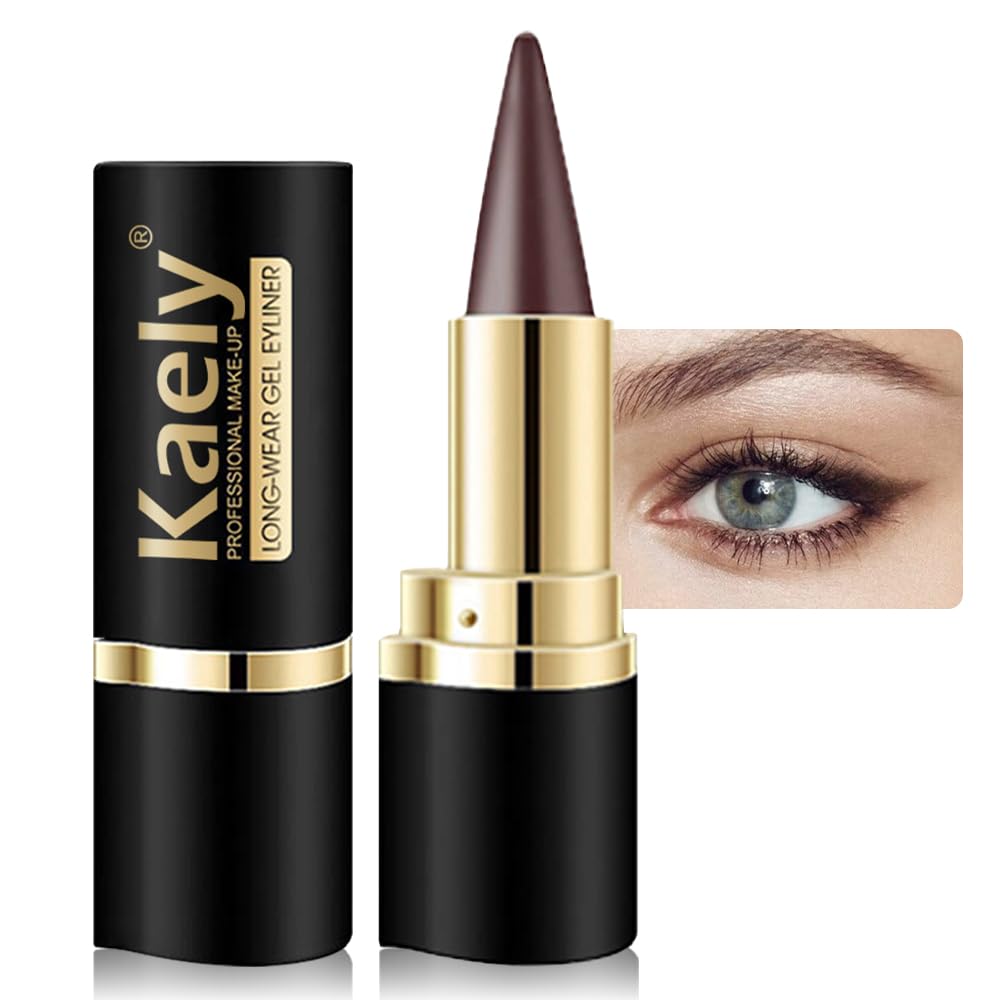 Kaely front packaging showing brown gel pencil and travel-ready benefit