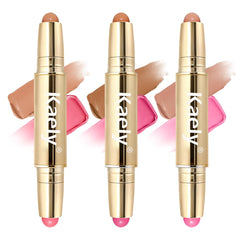 Kaely front packaging showing three multiuse contour blush sticks and sleek tubes for easy use
