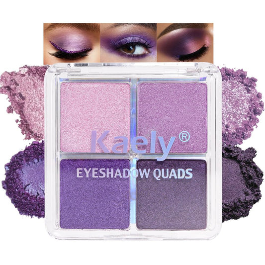 Kaely front palette view showing compact packaging and four coordinated shades for travel