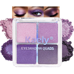 Kaely front palette view showing compact packaging and four coordinated shades for travel