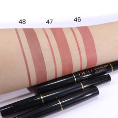 Kaely lipstick in use on model lips illustrating natural matte color and wear