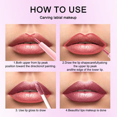 Kaely applied on lips demonstrating mauve metallic shine and dimension
