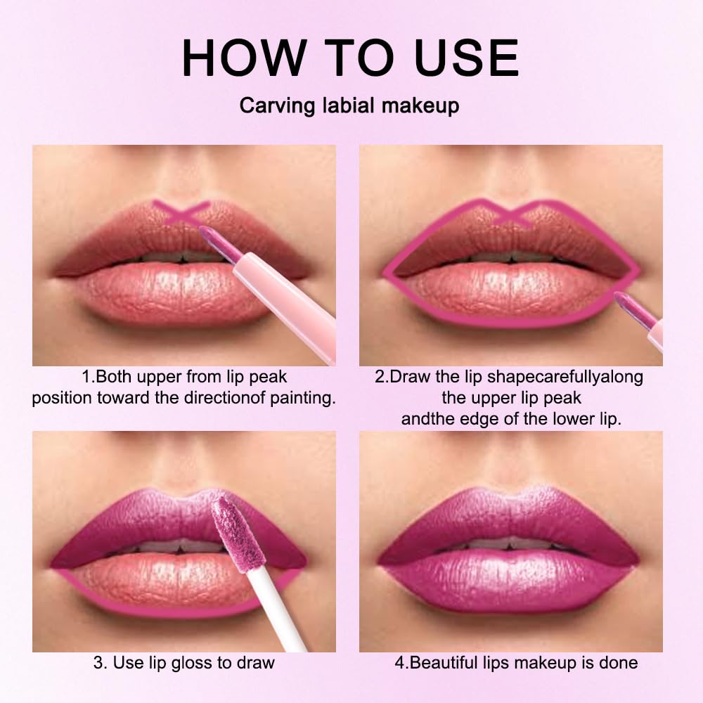 Kaely on model lips demonstrating metallic shine and defined outline