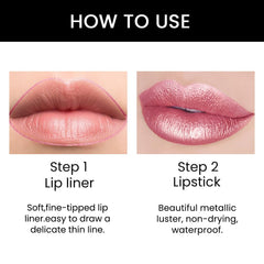 Kaely lipstick swatch on skin strip showing true pale-pink payoff