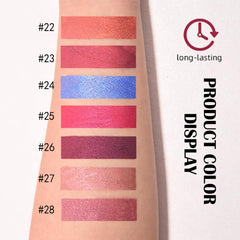 Kaely model wearing dark plum metallic lips demonstrating luminous finish and depth